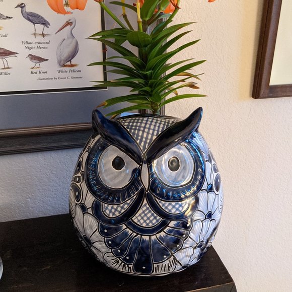 Ceramic Owl Mexican Flower Pot, Talvera Planter - Picture 1 of 5